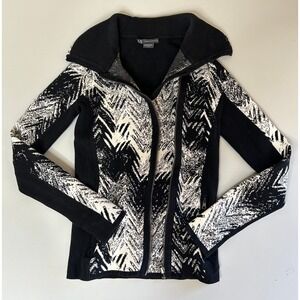 Armani Exchange Jacket Womens Black White Chevron Asymmetric Zip Sweater XS